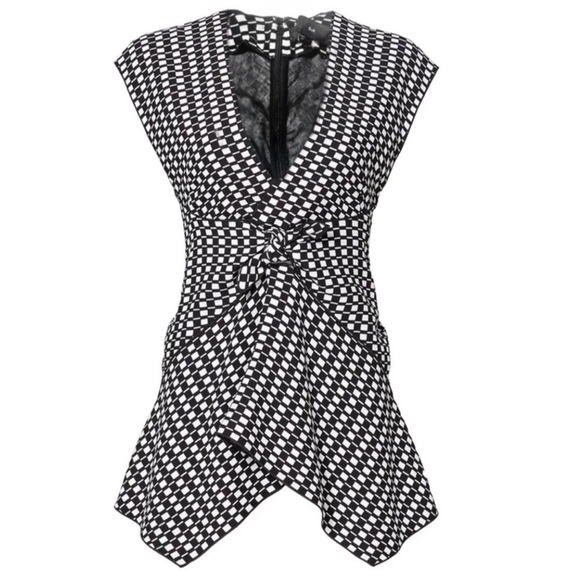 Proenza Schouler Tops - PROENZA SCHOULER • Women’s Black and White Checked Knot Top